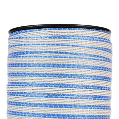 Páska PVC pro elektrický ohradník, šířka 12 mm, bílo-modrá, 200 m, 0,017 Ω/m