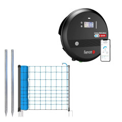 Sada pro elektrický ohradník s modrou sítí 120 cm proti vlkům + DUO LTE zdroj s výkonem 8 J